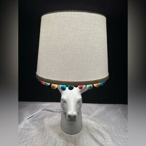 Pillowfort Llama Figural Table Lamp with Pom Pom Trim Shade